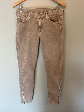 7 For All Mankind Corduroy Women's Washed Skinny Jeans Ankle Zippers 29